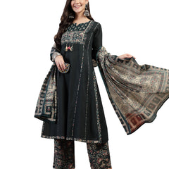 Kimayra Cotton Calf Length Solid 3/4 Sleeve Round Neck Straight Kurta Suit Set
