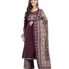 Kimayra Cotton Calf Length Solid 3/4 Sleeve Round Neck Straight Kurta Suit Set