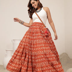 Kimayra Cotton Ankle Length Printed   Flared Skirt