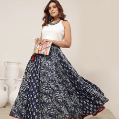 Kimayra Cotton Ankle Length Printed   Flared Skirt