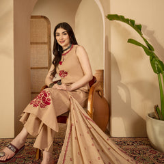 Kimayra Cotton Calf Length Printed Sleeveless Round Neck Straight Kurta Suit Set