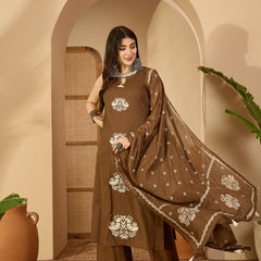 Kimayra Cotton Calf Length Printed Sleeveless Round Neck Straight Kurta Suit Set
