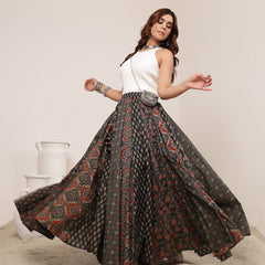 Kimayra Cotton Ankle Length Printed   Flared Skirt