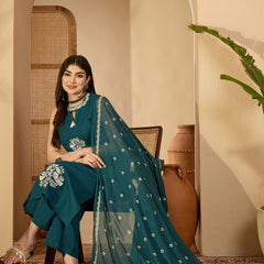 Kimayra Cotton Calf Length Printed Sleeveless Round Neck Straight Kurta Suit Set