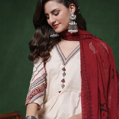 Kimayra Cotton Flex Calf Length Solid 3/4 Sleeves V-Neck Straight Kurta Suit Set