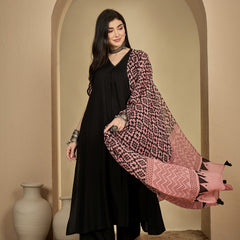 Kimayra Rayon Calf Length Solid Sleeveless V-Neck Flared Kurta Suit Set