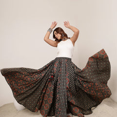 Kimayra Cotton Ankle Length Printed   Flared Skirt