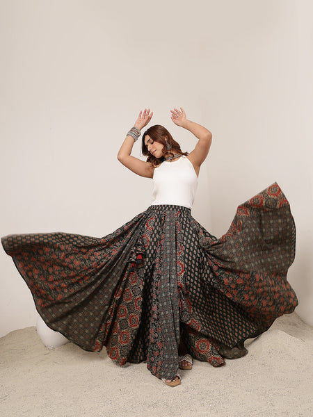 Kimayra Cotton Ankle Length Printed   Flared Skirt