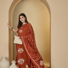 Kimayra Cotton Calf Length Printed Sleeveless Round Neck Straight Kurta Suit Set