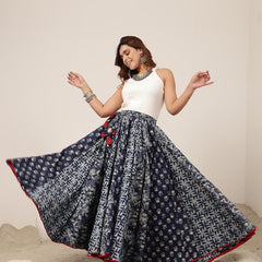Kimayra Cotton Ankle Length Printed   Flared Skirt