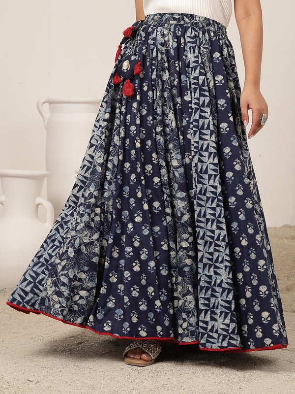 Kimayra Cotton Ankle Length Printed   Flared Skirt