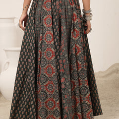 Kimayra Cotton Ankle Length Printed   Flared Skirt