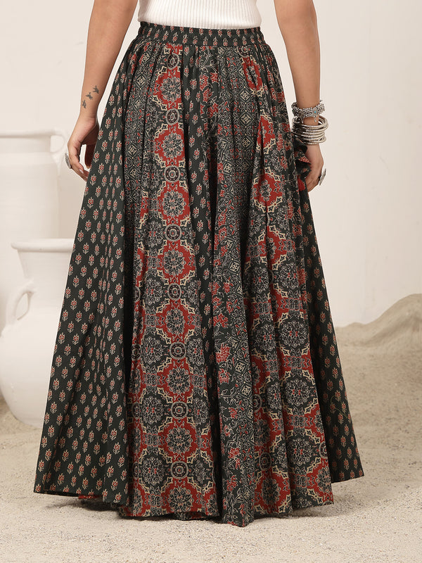 Kimayra Cotton Ankle Length Printed   Flared Skirt
