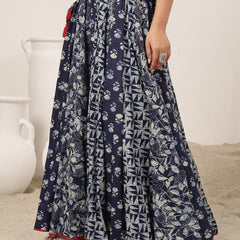 Kimayra Cotton Ankle Length Printed   Flared Skirt