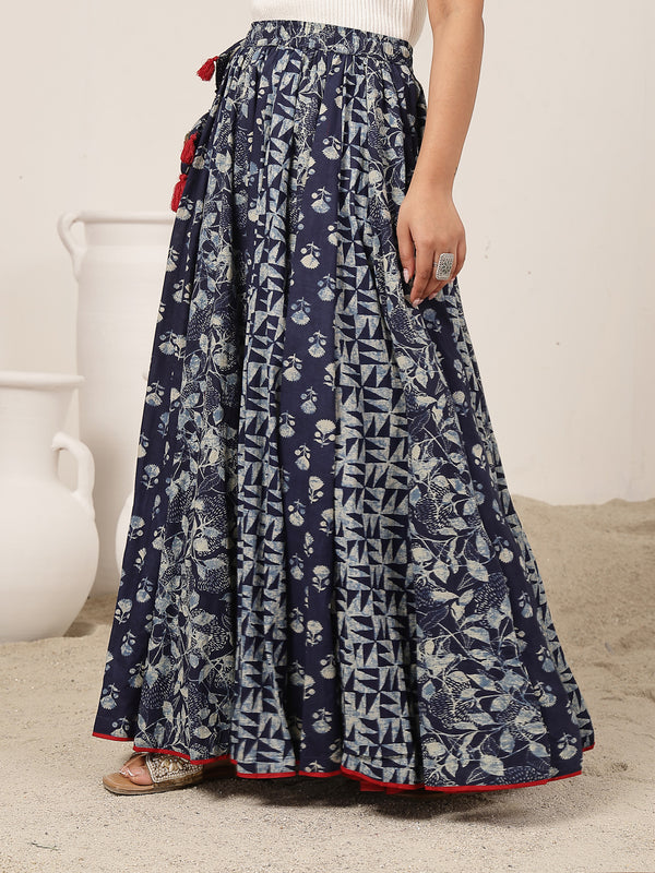 Kimayra Cotton Ankle Length Printed   Flared Skirt