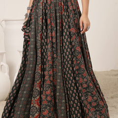 Kimayra Cotton Ankle Length Printed   Flared Skirt
