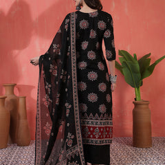 Kimayra Cotton Calf Length Printed 3/4 Sleeves Round Neck Straight Kurta Suit Set