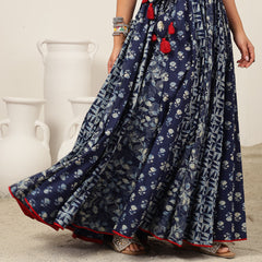 Kimayra Cotton Ankle Length Printed   Flared Skirt