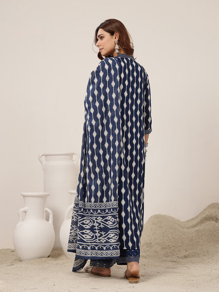 Kimayra Rayon Calf Length Printed 3/4 Sleeve V-Neck Straight Kurta Suit Set