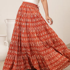 Kimayra Cotton Ankle Length Printed   Flared Skirt