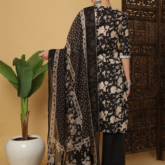 Kimayra Cotton Calf Length Printed 3/4 Sleeves Round Neck Anarkali Kurta Suit Set