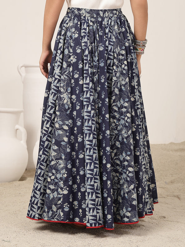 Kimayra Cotton Ankle Length Printed   Flared Skirt