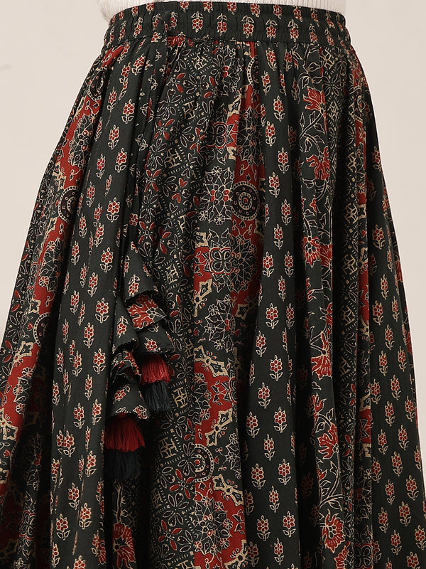 Kimayra Cotton Ankle Length Printed   Flared Skirt