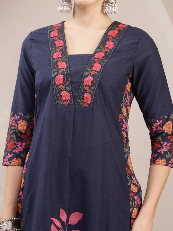 Kimayra Rayon Calf Length Printed 3/4 Sleeve V-Neck A-Line Kurta Suit Set
