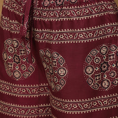 Kimayra Cotton Calf Length Printed 3/4 Sleeves V-Neck Anarkali Kurta Suit Set