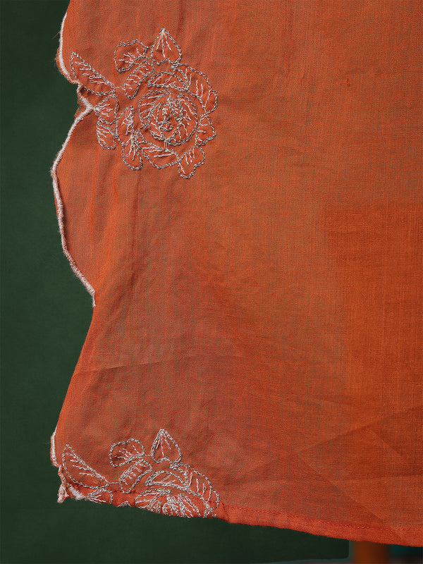 Kimayra Cotton Calf Length Solid 3/4 Sleeves Mandarin Straight Kurta Suit Set