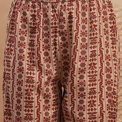 Kimayra Rayon Calf Length Printed 3/4 Sleeve Round Neck Straight Kurta Suit Set