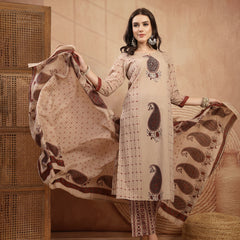 Kimayra Rayon Calf Length Printed 3/4 Sleeve Round Neck Straight Kurta Suit Set