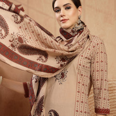 Kimayra Rayon Calf Length Printed 3/4 Sleeve Round Neck Straight Kurta Suit Set