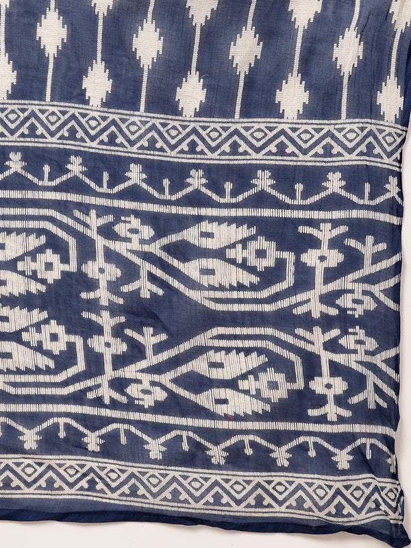 Kimayra Rayon Calf Length Printed 3/4 Sleeve V-Neck Straight Kurta Suit Set