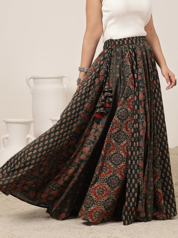 Kimayra Cotton Ankle Length Printed   Flared Skirt