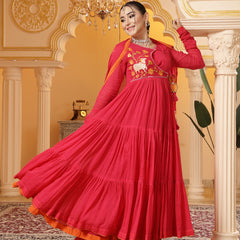Kimayra Malmal Calf Length Solid Full Sleeves Round Neck Anarkali Kurta Suit Set
