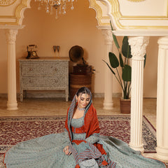 Kimayra Cotton Calf Length Printed Full Sleeves Round Neck Anarkali Kurta Suit Set