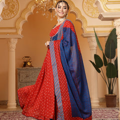 Kimayra Cotton Calf Length Printed Full Sleeves Round Neck Anarkali Kurta Suit Set