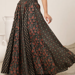 Kimayra Cotton Ankle Length Printed   Flared Skirt