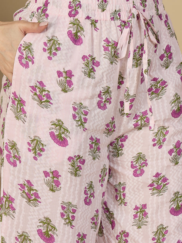 Kimayra Rayon Calf Length Printed Sleeveless Strappy Straight Kurta Suit Set