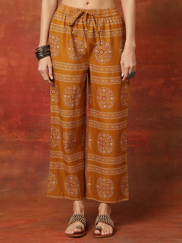 Kimayra Cotton Calf Length Printed 3/4 Sleeves V-Neck Anarkali Kurta Suit Set