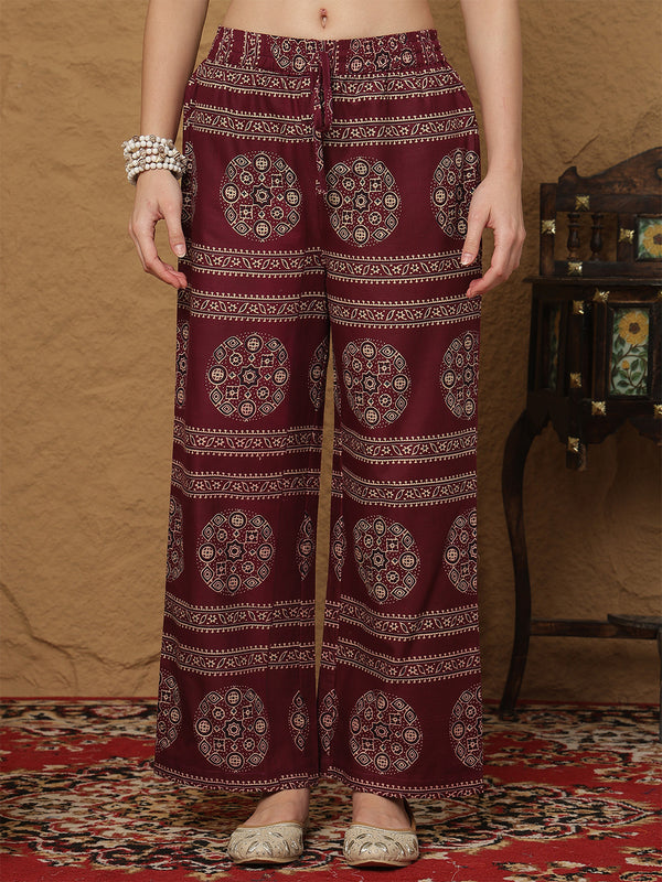 Kimayra Cotton Calf Length Printed 3/4 Sleeves V-Neck Anarkali Kurta Suit Set