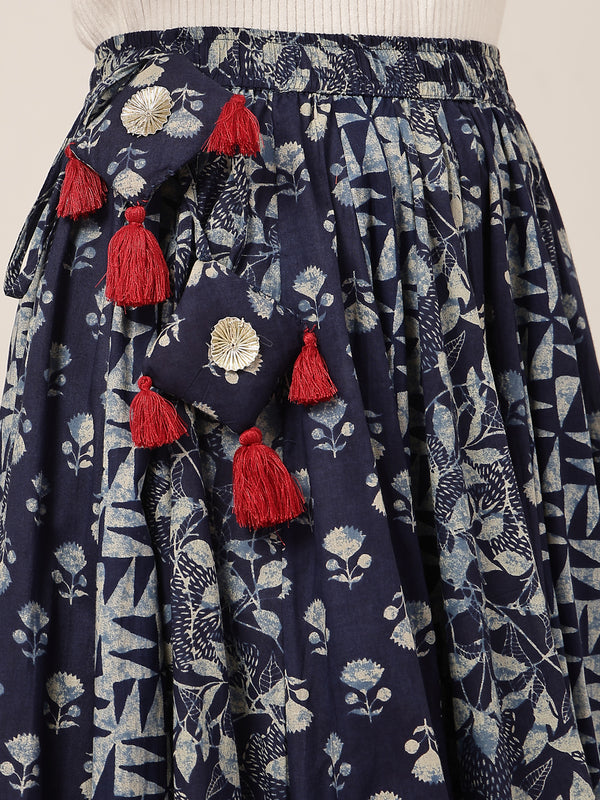 Kimayra Cotton Ankle Length Printed   Flared Skirt