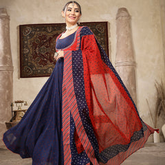 Kimayra Cotton Calf Length Printed Full Sleeves Round Neck Anarkali Kurta Suit Set