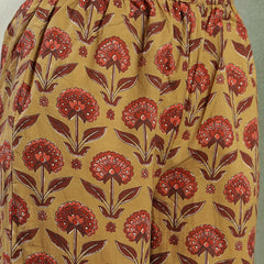 Kimayra Cotton Calf Length Printed 3/4 Sleeve V-Neck Flared Kurta Suit Set