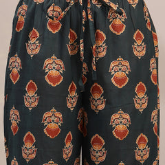 Kimayra Cotton Calf Length Printed 3/4 Sleeve V-Neck A-Line Kurta Suit Set
