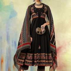 Kimayra black cotton printed kurta suit set – wholesale supplier
