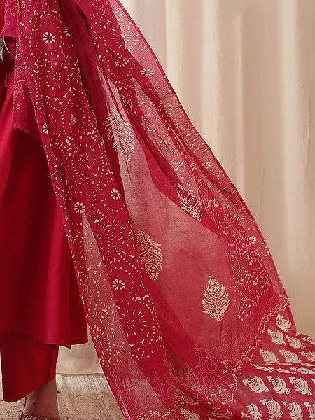 Kimayra Rayon Calf Length Solid 3/4 Sleeves Round Neck Flared Kurta Suit Set