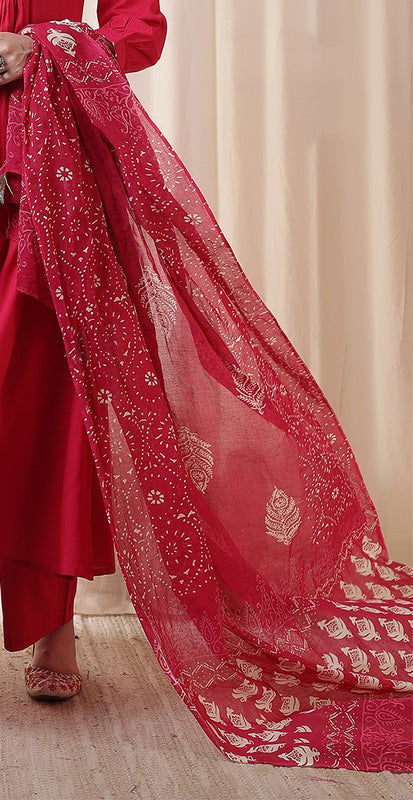 Kimayra Rayon Calf Length Solid 3/4 Sleeves Round Neck Flared Kurta Suit Set