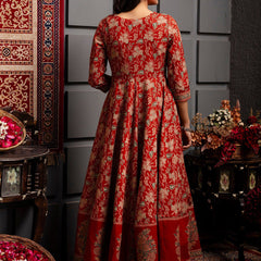 Kimayra Cotton Calf Length Printed 3/4 Sleeves Round Neck Anarkali Kurta Suit Set